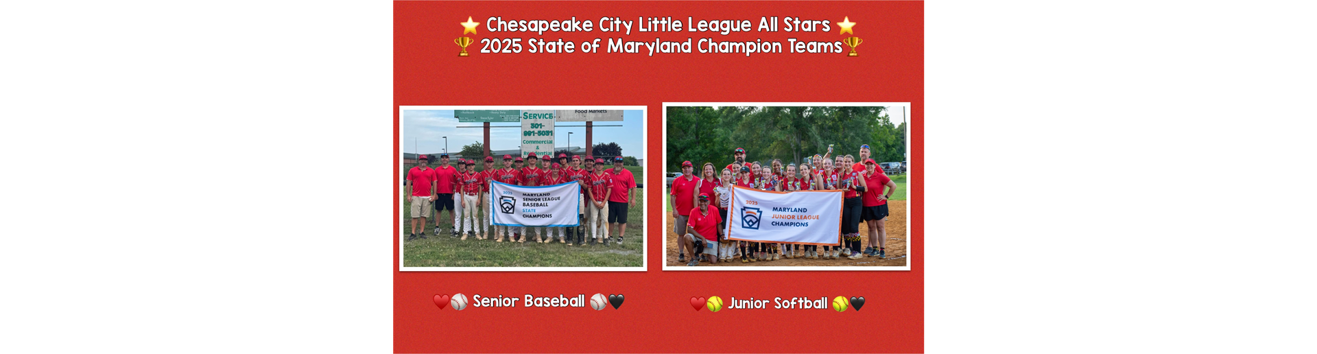 CCLL All Stars 2025 Maryland State Champion Teams